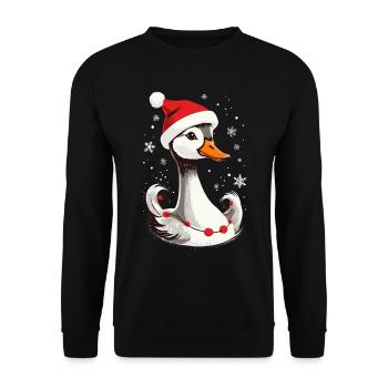 Canard de Noël avec chapeau et flocons de neige - Sweat-shirt Unisexe - noir - Devant - Alina (178cm) & Michal (187cm)