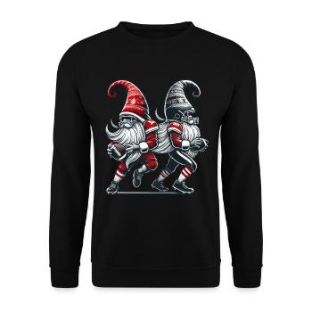 Christmas Football Gnome Dwarf Elf - Unisex Sweatshirt - black - Front - Alina (178cm) & Michal (187cm)
