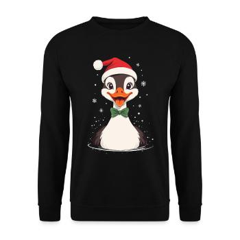 Canard de Noël avec chapeau de Noël - Sweat-shirt Unisexe - noir - Devant - Alina (178cm) & Michal (187cm)