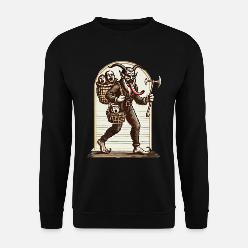 Gruseliger Krampus Mit Unartigen Kindern - Unisex Pullover - Schwarz
