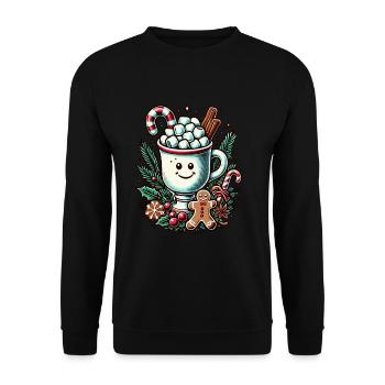 Weihnachtliche Heiße Schokolade Mit Zimt - Unisex Pullover - Schwarz - Vorne - Alina (178cm) & Michal (187cm)