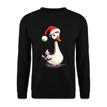 Canard festif avec chapeau de Noël pour Noël - Sweat-shirt Unisexe - noir - Devant - Alina (178cm) & Michal (187cm)