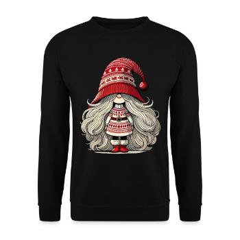 Christmas Gnome Woman Festive Gnome Girl - Unisex Sweatshirt - black - Front - Alina (178cm) & Michal (187cm)