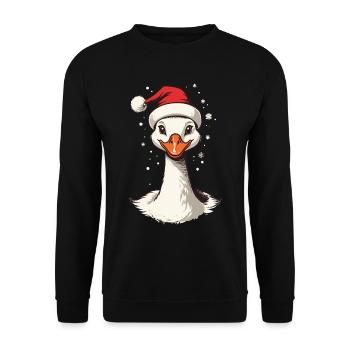 Motif de Noël sucré de canard festif avec chapeau - Sweat-shirt Unisexe - noir - Devant - Alina (178cm) & Michal (187cm)
