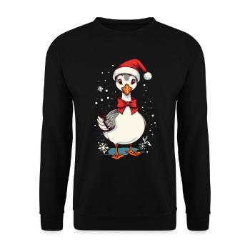 Motif de Noël sucré de canard festif avec chapeau - Sweat-shirt Unisexe - noir - Devant - Alina (178cm) & Michal (187cm)