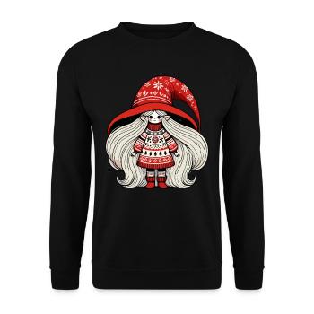 Christmas gnome in Scandinavian style - Unisex Sweatshirt - black - Front - Alina (178cm) & Michal (187cm)