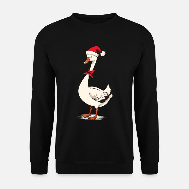 Festliche Gans Mit Weihnachtsmütze - Unisex Pullover - Schwarz