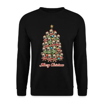 Merry Christmas Pug Christmas Tree - Unisex Sweatshirt - black - Front - Alina (178cm) & Michal (187cm)