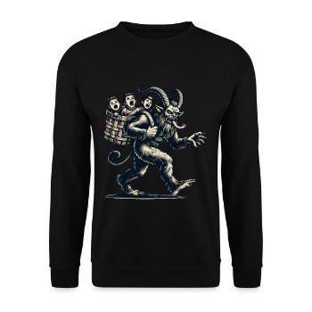Unartige Kinder Krampus Weihnachtliche Folklore - Unisex Pullover - Schwarz - Vorne - Alina (178cm) & Michal (187cm)