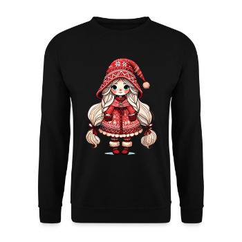 Festive Christmas elf in Scandinavian style - Unisex Sweatshirt - black - Front - Alina (178cm) & Michal (187cm)