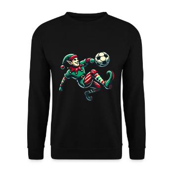 Christmas Elf Football Player Motif - Unisex Sweatshirt - black - Front - Alina (178cm) & Michal (187cm)