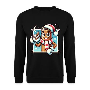 Heiße Schokolade Mit Zimt Cartoon Winterfreude - Unisex Pullover - Schwarz - Vorne - Alina (178cm) & Michal (187cm)