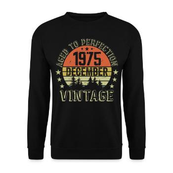 Retro Birthday Gift - Born In December 1975 - Unisex Sweatshirt - black - Front - Alina (178cm) & Michal (187cm)
