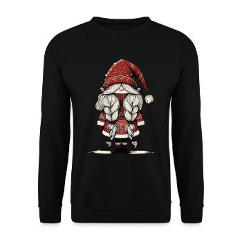 Niedlicher Weihnachtself Im Skandinavischen Stil - Unisex Pullover - Schwarz - Vorne - Alina (178cm) & Michal (187cm)
