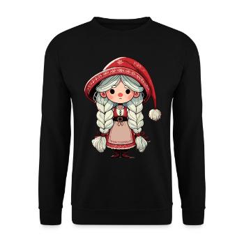 Gnome de Noël femme à la scandinave - Sweat-shirt Unisexe - noir - Devant - Alina (178cm) & Michal (187cm)