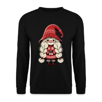 Christmas Gnome Gnome Girl - Unisex Sweatshirt - black - Front - Alina (178cm) & Michal (187cm)