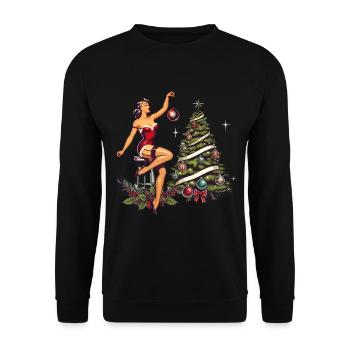 Pin-up de Noël style rétro vintage - Sweat-shirt Unisexe - noir - Devant - Alina (178cm) & Michal (187cm)