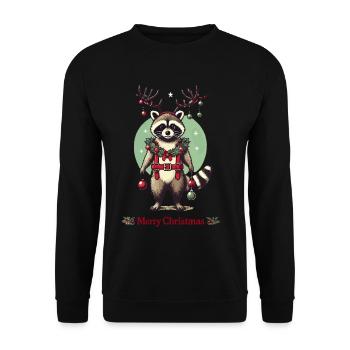 Merry Christmas Raccoon Joy - Unisex Sweatshirt - black - Front - Alina (178cm) & Michal (187cm)