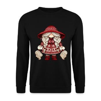 Christmas gnome in Scandinavian style - Unisex Sweatshirt - black - Front - Alina (178cm) & Michal (187cm)