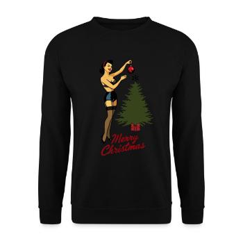 Pin-up de Noël style rétro vintage - Sweat-shirt Unisexe - noir - Devant - Alina (178cm) & Michal (187cm)