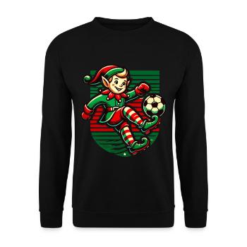 Soccer Playing Christmas Elf Fun - Unisex Sweatshirt - black - Front - Alina (178cm) & Michal (187cm)