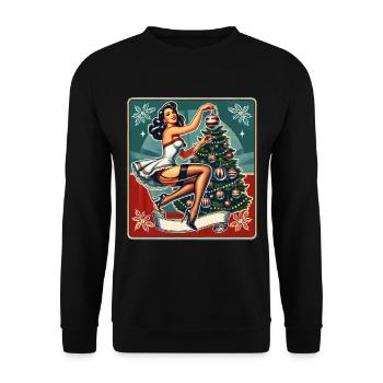 Pin-Up de Noël rétro style vintage - Sweat-shirt Unisexe - noir - Devant - Alina (178cm) & Michal (187cm)