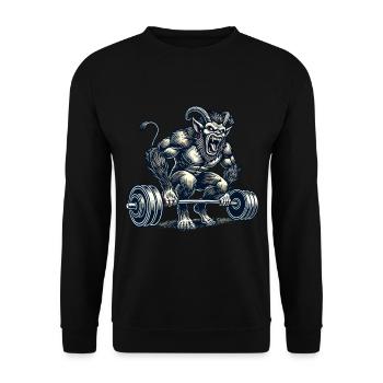Krampus Bodybuilder Entraînement musculaire Entraînement d’hiver - Sweat-shirt Unisexe - noir - Devant - Alina (178cm) & Michal (187cm)