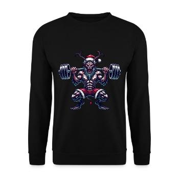Krampus Bodybuilder Muskeltraining Winter Gym - Unisex Pullover - Schwarz - Vorne - Alina (178cm) & Michal (187cm)