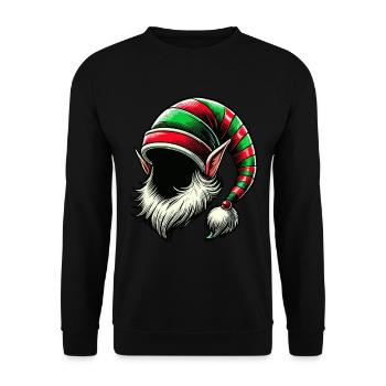 Weihnachtlicher Elfenhut mit Bart und Ohren Kostüm - Unisex Pullover - Schwarz - Vorne - Alina (178cm) & Michal (187cm)