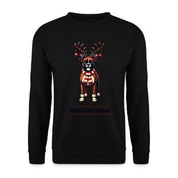 Joyeux Noël Boxer Chien Motif - Sweat-shirt Unisexe - noir - Devant - Alina (178cm) & Michal (187cm)