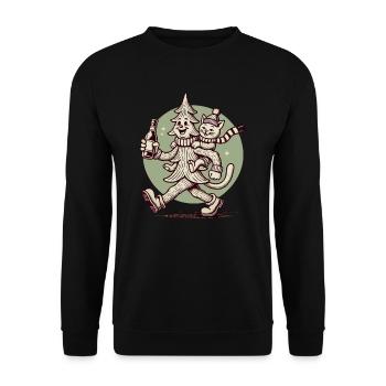 Arbre de Noël drôle avec chat style rétro - Sweat-shirt Unisexe - noir - Devant - Alina (178cm) & Michal (187cm)