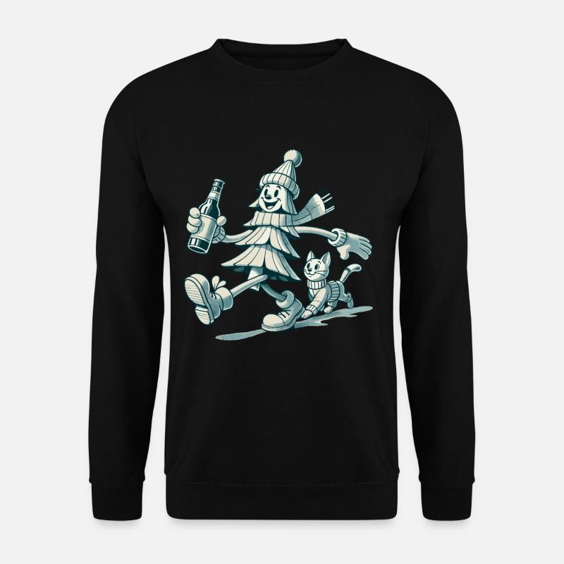 Retro Christmas Mascot Stylish Tree - Unisex Sweatshirt - black