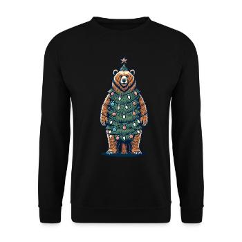 Arbre de Noël ours avec guirlandes lumineuses - Sweat-shirt Unisexe - noir - Devant - Alina (178cm) & Michal (187cm)