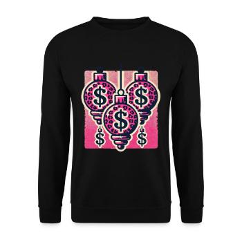 Weihnachtsschmuck Mit Dollarzeichen - Unisex Pullover - Schwarz - Vorne - Alina (178cm) & Michal (187cm)