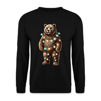 Drôle d’ours enveloppé de guirlandes lumineuses - Sweat-shirt Unisexe - noir - Devant - Alina (178cm) & Michal (187cm)