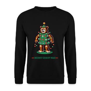 Ours blanc joyeux Noël avec des guirlandes lumineuses - Sweat-shirt Unisexe - noir - Devant - Alina (178cm) & Michal (187cm)