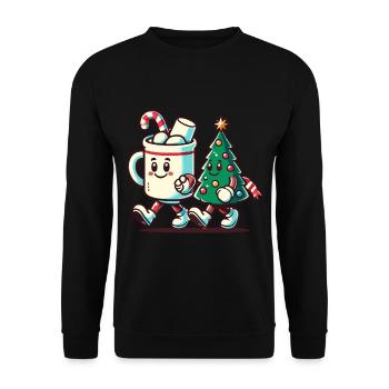 Joyeux Noël Look Vintage Rétro - Sweat-shirt Unisexe - noir - Devant - Alina (178cm) & Michal (187cm)