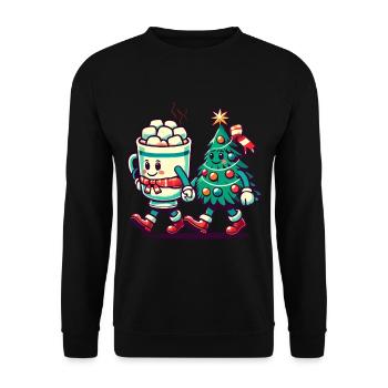 Merry Christmas Retro Style - Unisex Sweatshirt - black - Front - Alina (178cm) & Michal (187cm)