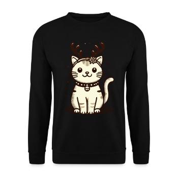 Chat de Noël avec des bois de renne - Sweat-shirt Unisexe - noir - Devant - Alina (178cm) & Michal (187cm)