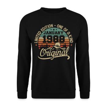 January 1988 I Birthdays born in January 1988 - Unisex Sweatshirt - black - Front - Alina (178cm) & Michal (187cm)