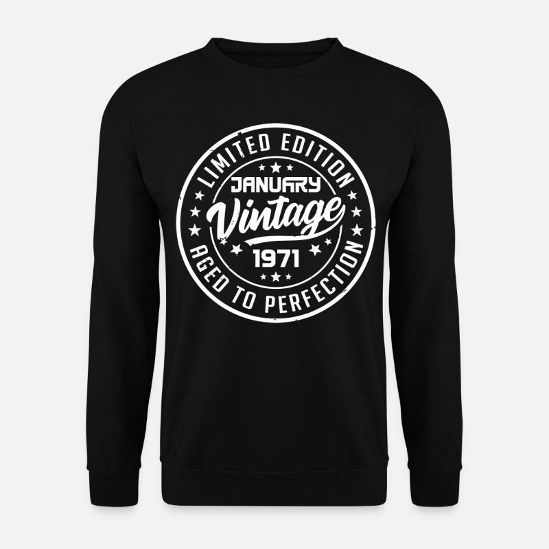 Geboren im Januar 1971 Retro Geburtstag Januar 1971 - Unisex Pullover - Schwarz