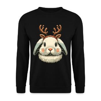 Conception de lapin de renne mignon de Noël - Sweat-shirt Unisexe - noir - Devant - Alina (178cm) & Michal (187cm)
