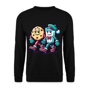 Biscuit and milk in a friendship march - Unisex Sweatshirt - black - Front - Alina (178cm) & Michal (187cm)