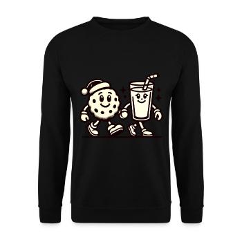 Christmas Vintage Biscuit And Milk Fun - Unisex Sweatshirt - black - Front - Alina (178cm) & Michal (187cm)