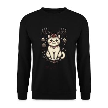 Joyeux Noël Amis Chats - Sweat-shirt Unisexe - noir - Devant - Alina (178cm) & Michal (187cm)