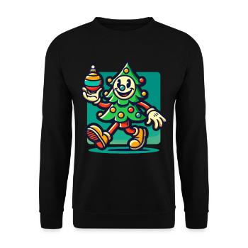 Merry Retro Christmas Tree Cartoon - Unisex Sweatshirt - black - Front - Alina (178cm) & Michal (187cm)