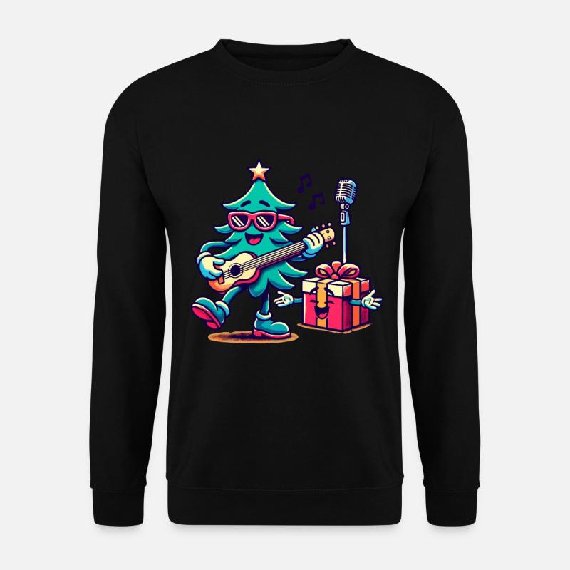 Merry Christmas Tree Retro Music - Unisex Sweatshirt - black
