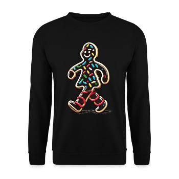 Fröhlicher Lebkuchenmann Mit Streuseln - Unisex Pullover - Schwarz - Vorne - Alina (178cm) & Michal (187cm)