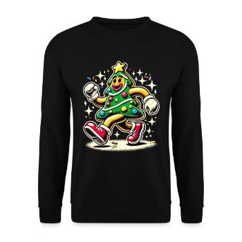 Funny Christmas tree in comic style - Unisex Sweatshirt - black - Front - Alina (178cm) & Michal (187cm)
