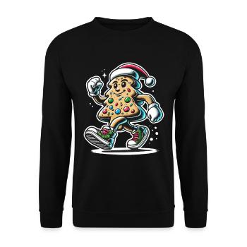 Cheerful gingerbread man with santa hat - Unisex Sweatshirt - black - Front - Alina (178cm) & Michal (187cm)